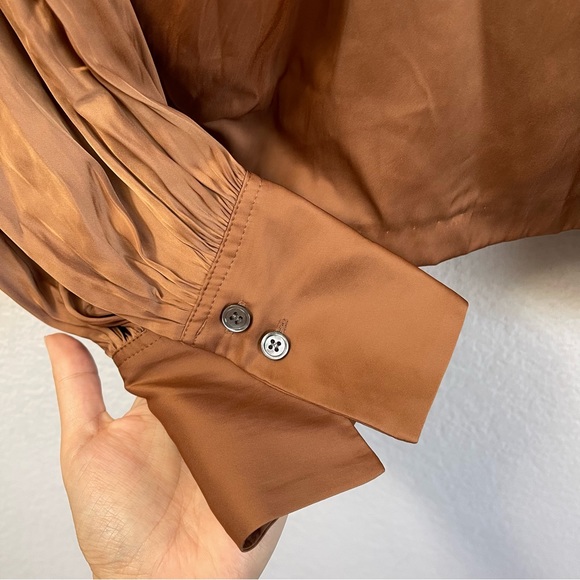 FRAME Crossover Top Blouse Bronze Size Large - Picture 6 of 7